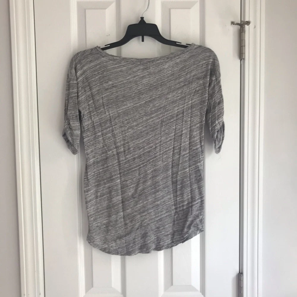 J. Crew Gray Crew Neck Embroidered Floral Top